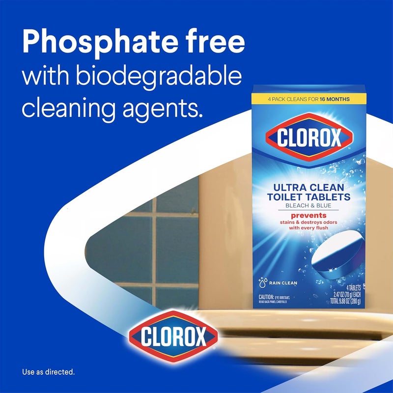 Clorox Automatic Rain Clean Toilet Bowl Cleaner Tablets (Bleach and Blue) - 4 Count - Image 5