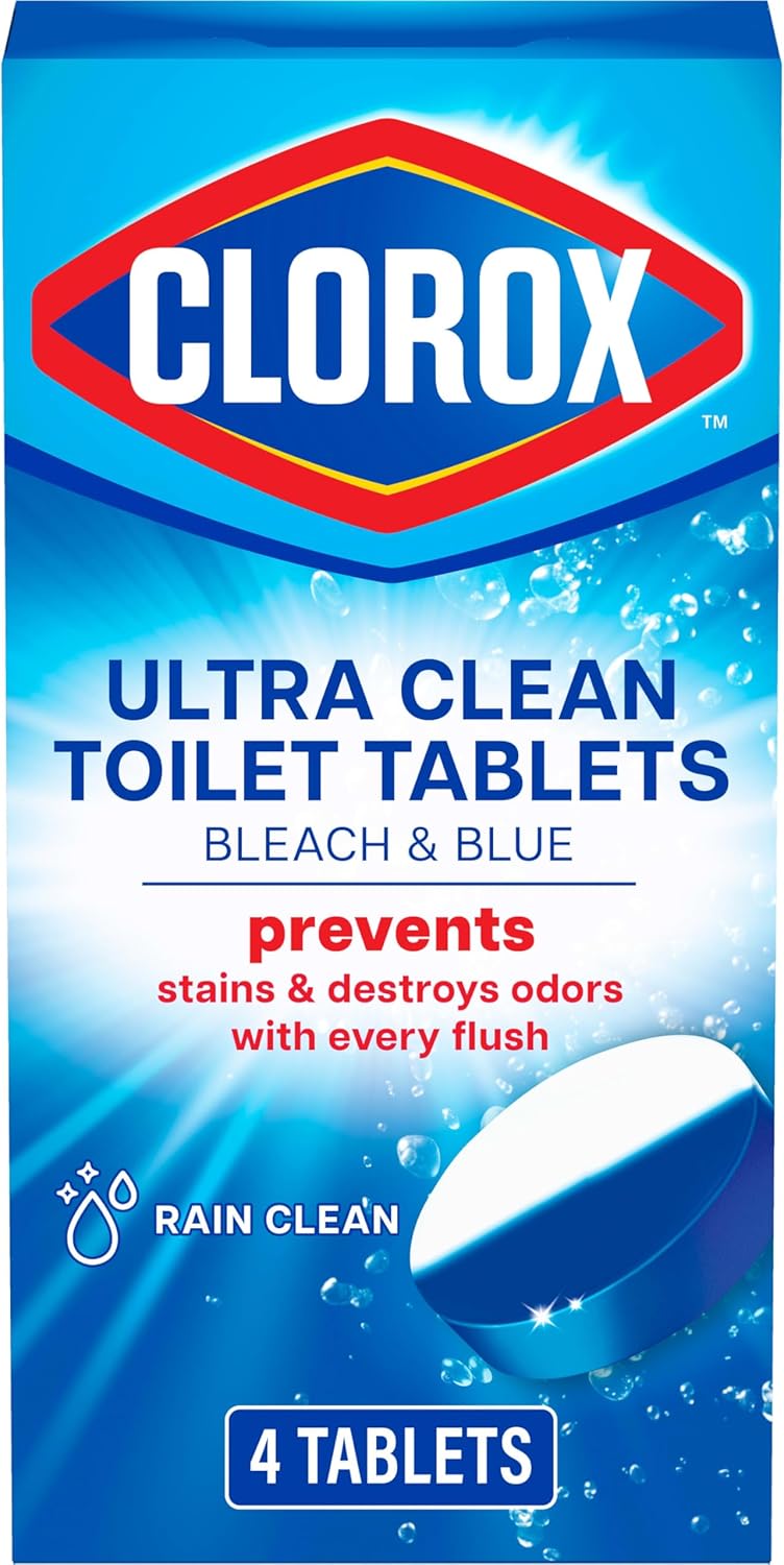 Clorox Automatic Rain Clean Toilet Bowl Cleaner Tablets (Bleach and Blue) - 4 Count - Image 1