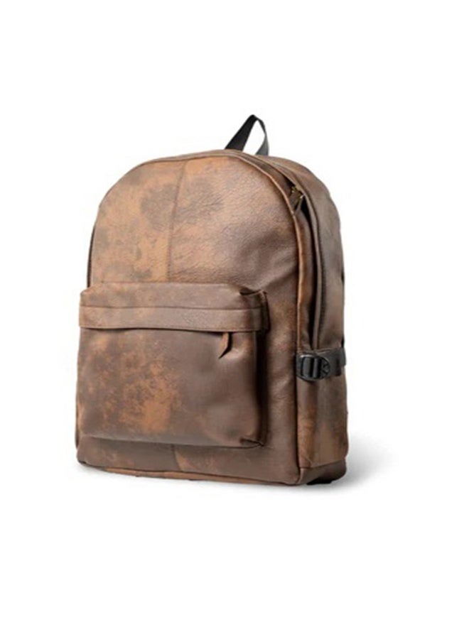 Padded leather laptop bag – modern design with front pocket and side pockets – brown - Image 3