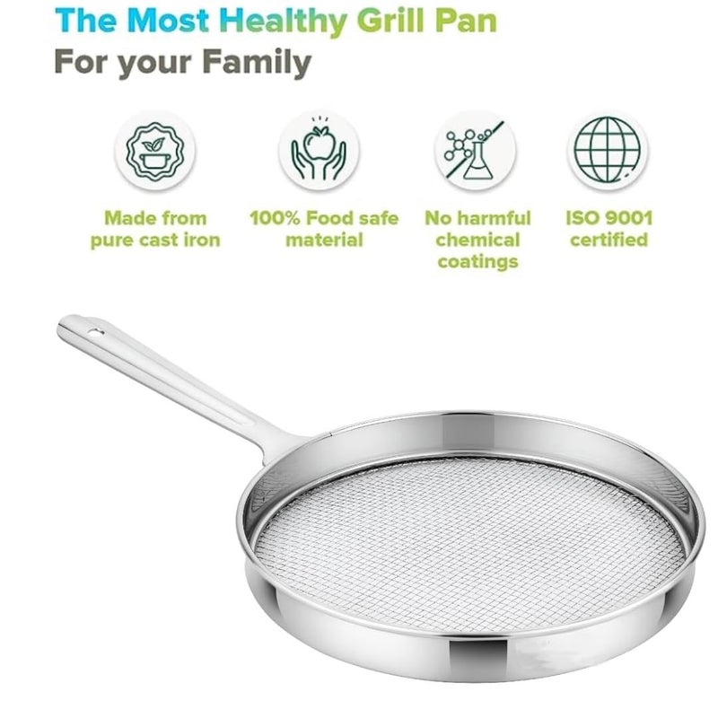 5Qebhram Papad Roaster Phulka Grill Mesh Chapati Paneer Tandoor Net BBQ Grill Roti Basket Pan Roaster Papad Jali Mesh Brinjal Mesh Tawa Jali for Kitchen Cooking - Image 2