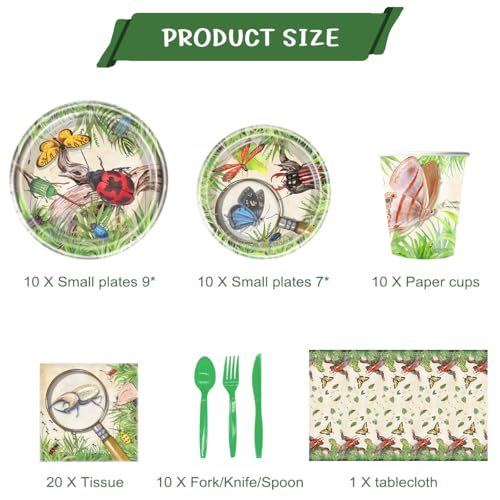 JU XIN 81PCS Bug Birthday Party Supplies TablewareInsects Party SuppliesReptile Birthday DecorationsBug Theme Party Tableware Decorations - Image 5