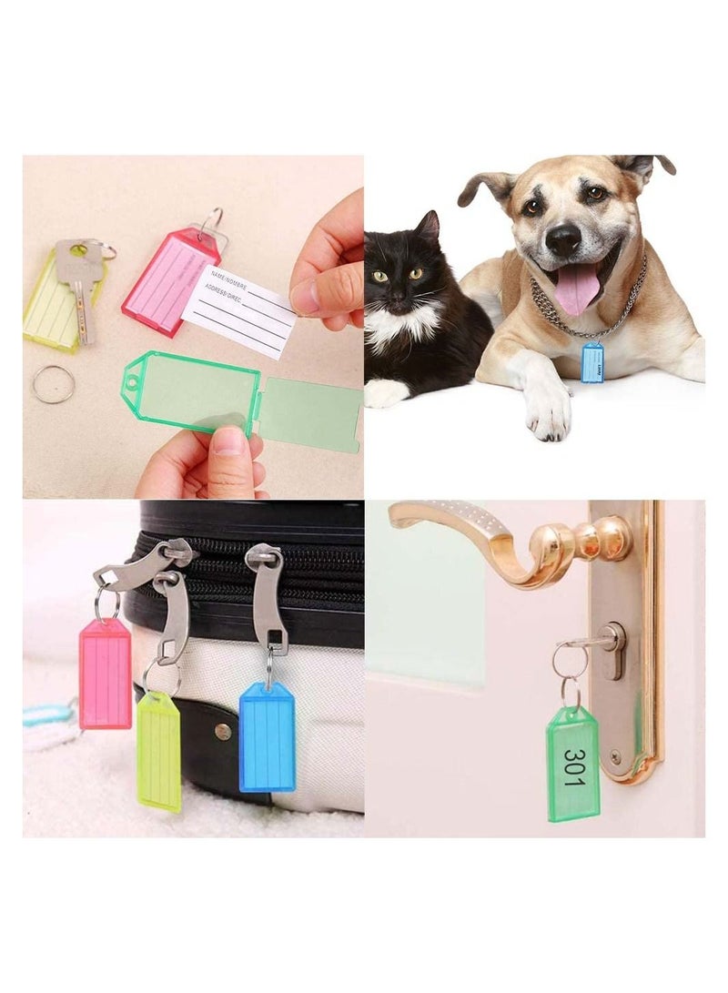 SYOSI 60 Pack Key Tags, SYOSI Tough Plastic Key Tags Assorted Color Label Tags Luggage Tags with Split Ring Label Window for Luggage, Key, Name ID - Image 3
