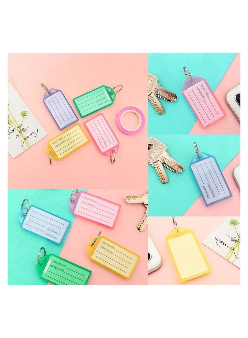 SYOSI 60 Pack Key Tags, SYOSI Tough Plastic Key Tags Assorted Color Label Tags Luggage Tags with Split Ring Label Window for Luggage, Key, Name ID - Image 5