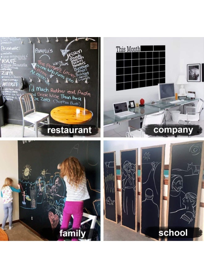 ورق سبورة لاصق أسود كبير جدًا 45×200 سم – ورق سبورة طباشيرية قابل للكتابة والمسح بدون بقايا، يدعم أقلام الطباشير وأقلام السبورة التقليدية – PVC عالي الجودة قابل للإزالة والتركيب على الجدران والطاولات والأبواب والأجهزة بدون أدوات – مناسب للمنزل والمكتب والمدرسة – يشمل 4 قطع طباشير – سبورة تعليمية لاصقة متعددة الاستخدام - Image 5
