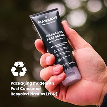ManCave مقشر الوجه بالفحم من مان كايف 100 مل للرجال لتقشير البشرة الناعمة مختبر جلدياً تركيبة طبيعية صديقة للنباتيين وخالية من القسوة أنبوب مصنوع من البلاستيك المعاد تدويره صنع في إنجلترا - Image 5