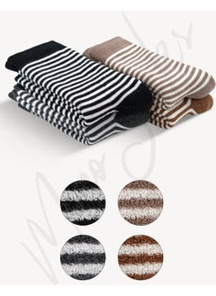 Mono Socks 4 عبوة جوارب شتوية سميكة قطنية مخططة حرارية  - Image 1