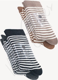 Mono Socks 4 عبوة جوارب شتوية سميكة قطنية مخططة حرارية  - Image 2