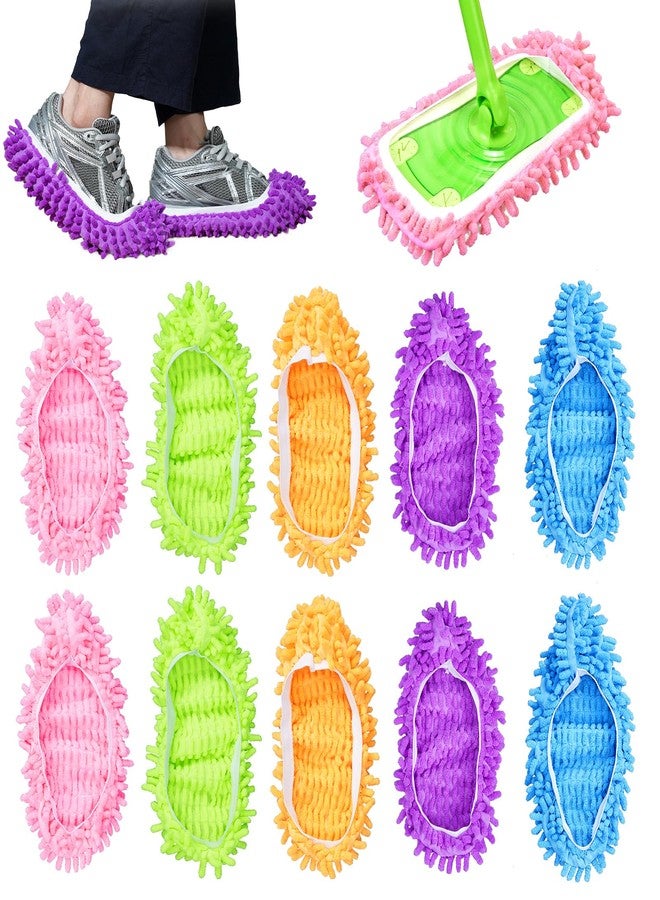 KEEPOW Mop Slippers Shoes Microfiber Floor Cleaning Tool House Mop Socks Shoe Cover Mopping Slippers Shoes Cover Soft Washable Reusable Foot Socks for Women Men Floor Cleaning Tool (5 Pairs) - Image 1