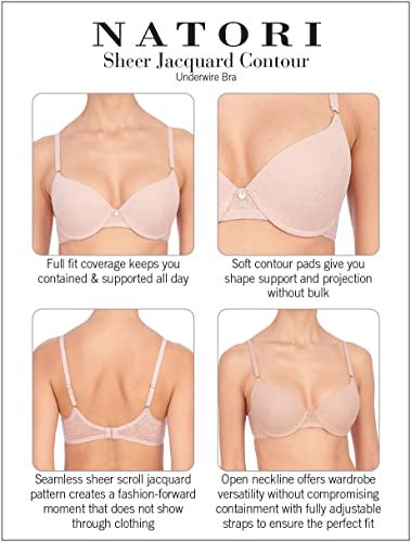 Natori Women's Jacquard Contour Underwire Bra, Café, 32C - Image 4