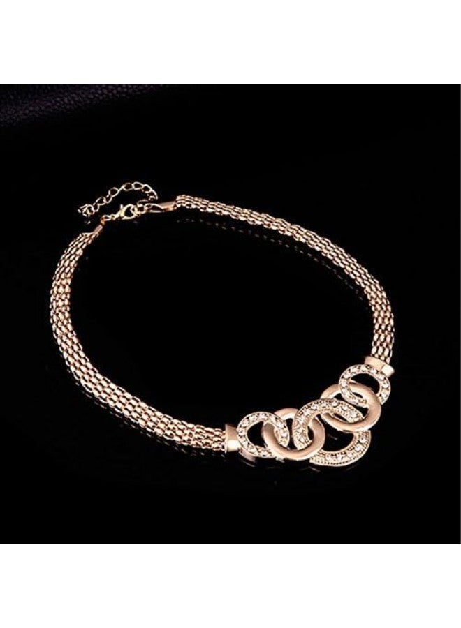 klarako Jewelry Sets for Women Extravagant Golden Snake Chains Choker Cluster Rhinestones with Necklace, Bracelet, Stud Earrings, Ring Fashion Party Jewelry Sets  - Image 2