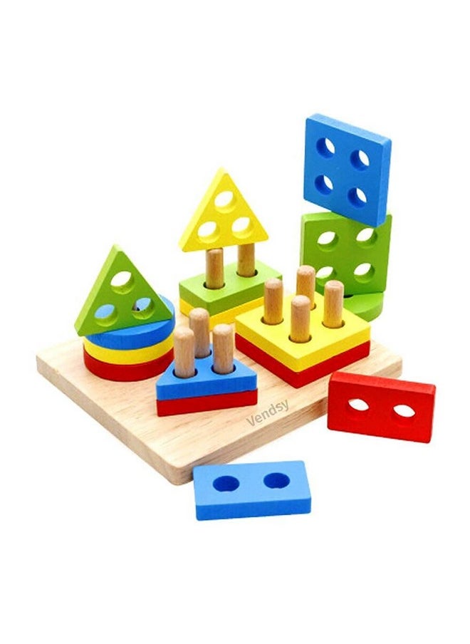 svk dream SVK Dream Wooden Shapes Square Column Multi Color Blocks Sorting & Stacking Toys for Kids Toddlers Geometric Sorting Board Stack, Educational Building Blocks Toy- Multi Color  - Image 1