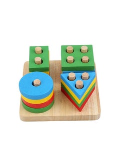 svk dream SVK Dream Wooden Shapes Square Column Multi Color Blocks Sorting & Stacking Toys for Kids Toddlers Geometric Sorting Board Stack, Educational Building Blocks Toy- Multi Color  - Image 3