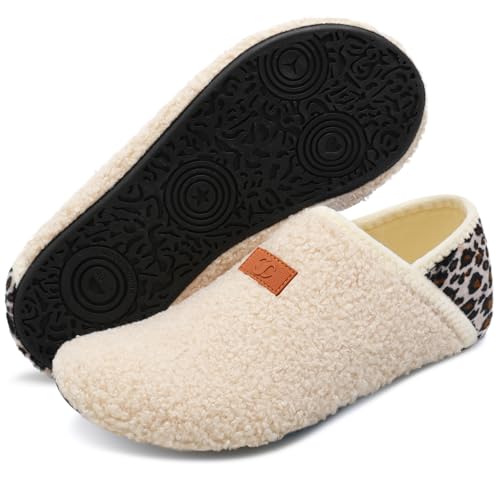 Scurtain Unisex Adults Rubber Sole Slippers Barefoot Shoes Women Beige/Leopard Size 11-11.5 W - Image 2