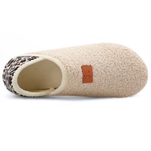 Scurtain Unisex Adults Rubber Sole Slippers Barefoot Shoes Women Beige/Leopard Size 11-11.5 W - Image 4