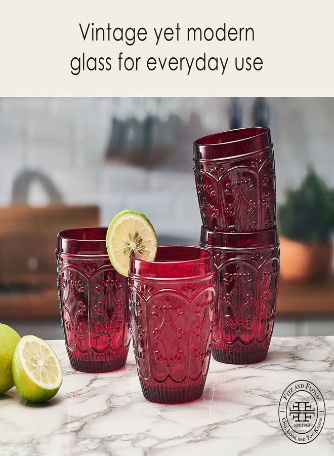Fitz & Floyd Fitz and Floyd Trestle Rocks Double Old Fashioned, Set of 4, Red - Image 4