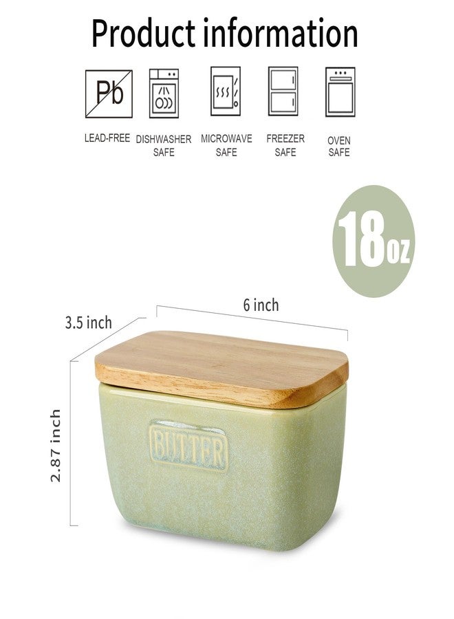 HVH Ceramic Butter Dish with Lid for Countertop, Airtight Butter Keeper with Wooden Lid, Butter Keeper Container with Cover, Butter Holder for East West Coast Butter (Turquoise, 6 x 3.5 x 2.7) - Image 4