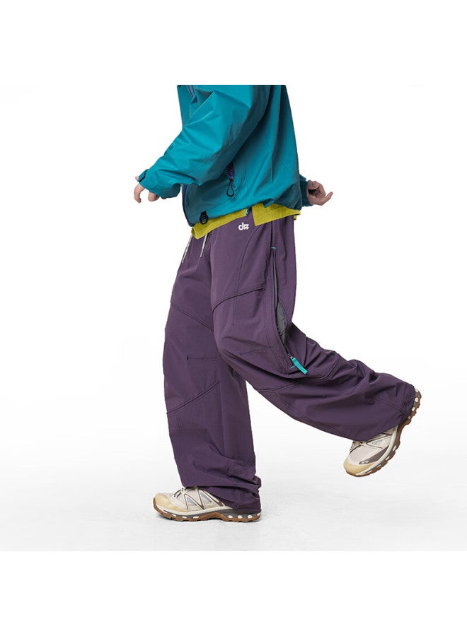Izexx Men's Outdoor Assault Workwear Water-repellent Mountain Paratrooper Loose Sports Casual Pantsiz92 Meadow Purple M - Image 3