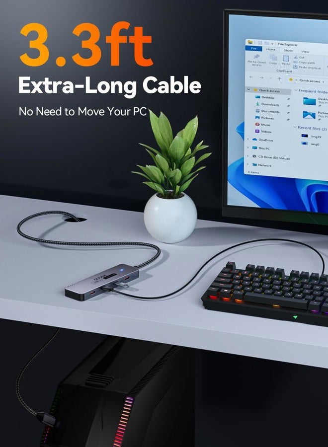 QUUGE USB C Hub 10 Gbps Data Hub with 4 x USB-C 3.2 Gen 2, QUUGE 4-Port Aluminium Multiport Adapter with 1 m Nylon Cable & LED, Plug & Play Adapter for MacBook Air M4, ThinkPad X1, XPS 13, iPhone 15, Galaxy - Image 4