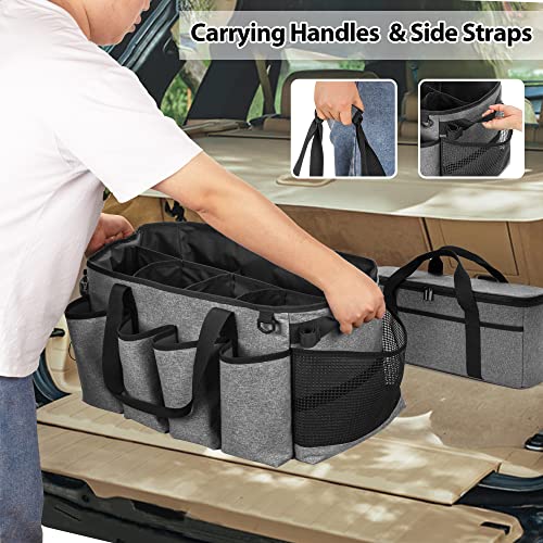 HODRANT Detailing Bag with Polisher Carry Bag, Large Detail Bag Car Care Box for Auto Detailing Supplies, Car Wash Caddy & Trunk Organizer for Buffer Bottle Towel & Cleaning Kit, Gray, Patent Design - Image 5