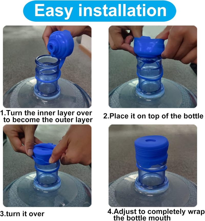 Water Jug Cap: Blue Food Grade Silicone - Non-Spill Replacement Cap for Water Jugs & Coolers - Image 3