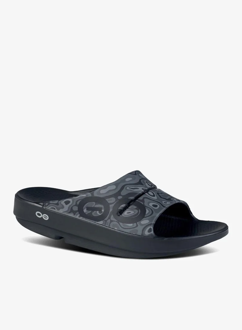 OOFOS UNISEX OOAHH SPORTS FLEX SLIDE SANDALS BLACK WATER CAMO