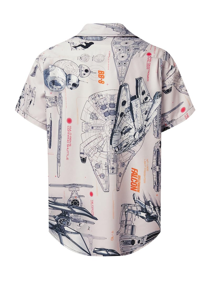 Hardaddy Men's Hawaiian Shirt Short Sleeves Printed Button Down Summer Beach Casual Shirts Apricot XXL - Image 2