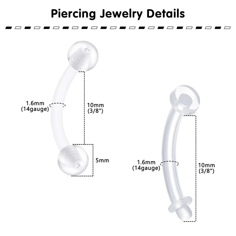 Longita Clear Belly Button Rings Plastic Belly Button Rings Plastic Belly Rings for Sports Surgery - Image 2