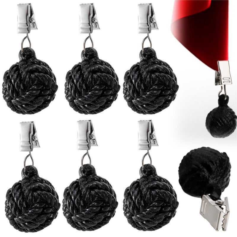 AVLA AVLA 6 Pack Tablecloth Weights Heavy Cloth Pendant with Metal Clips Resin Round Ball Hangers Table Covers Clamps for Decoration Outdoor Picnic Family Dinner Party Black 