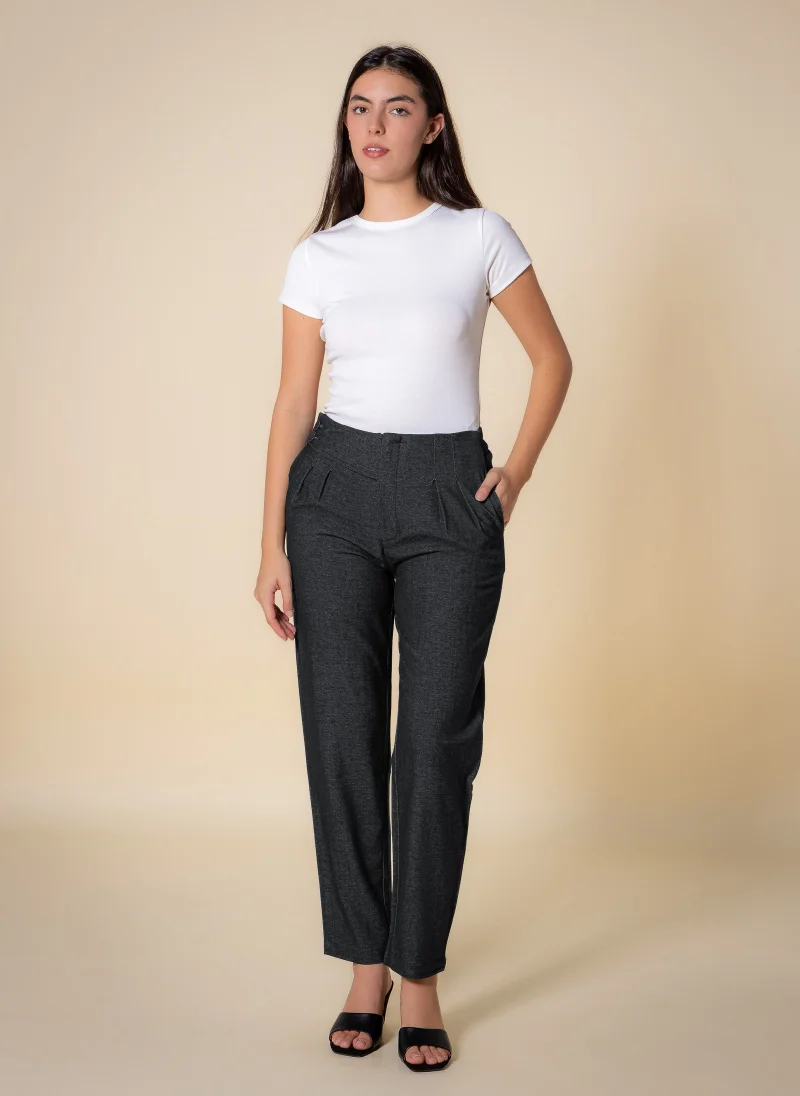 SHAPES SLIM JOGGER-WASIT TEXTURED TROUSERS