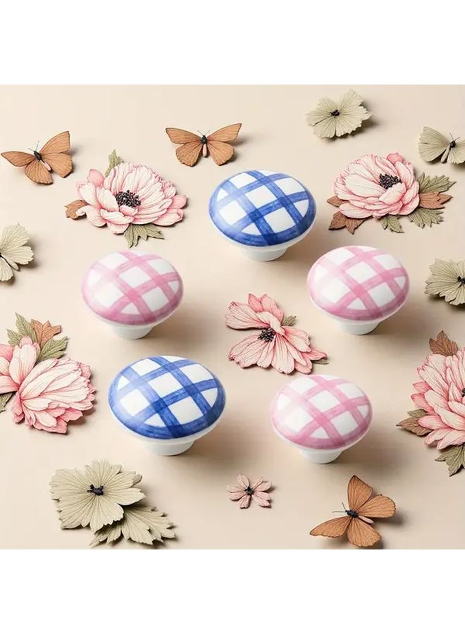 Blue Ceramic Cabinet Handles 4pcs Vintage Drawer Pulls Glossy Knobs Easy Installation - Image 1