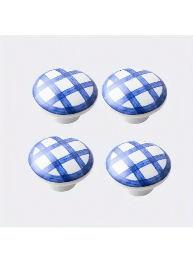 Blue Ceramic Cabinet Handles 4pcs Vintage Drawer Pulls Glossy Knobs Easy Installation - Image 5