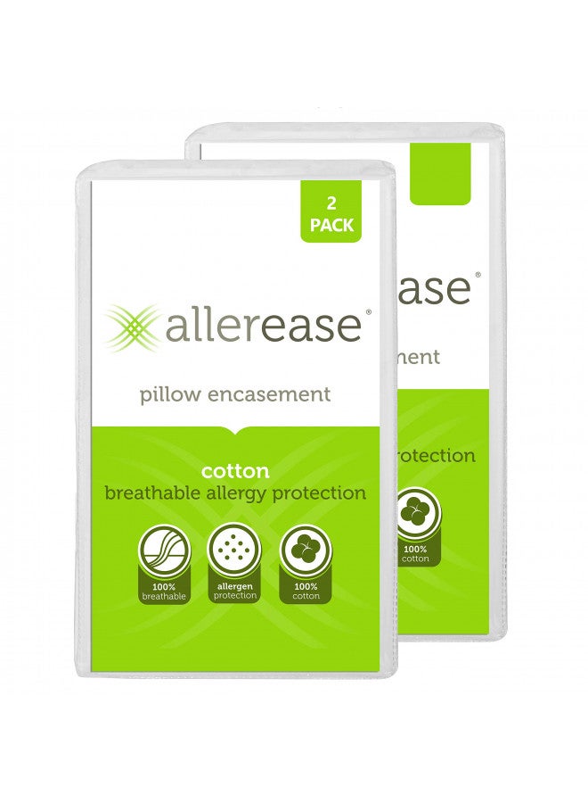 Aller-Ease AllerEase 100% Breathable Cotton Pillow Protector for Sleeping, Queen 30" x 20" - 1 Pack of 2 - Image 2