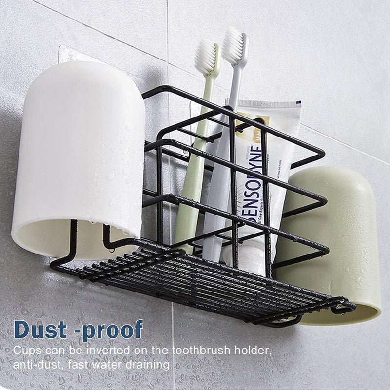 Honexa Toothbrush Holder for Bathroom Storage Wall Hanging - Metal, 21 X 7 X 11.5 CM,Black - Image 4