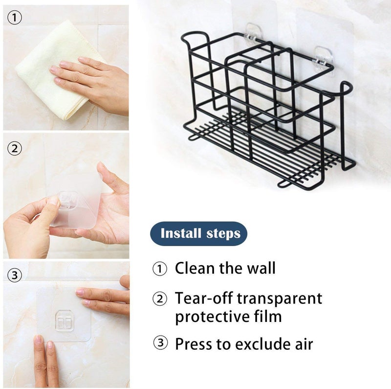 Honexa Toothbrush Holder for Bathroom Storage Wall Hanging - Metal, 21 X 7 X 11.5 CM,Black - Image 3