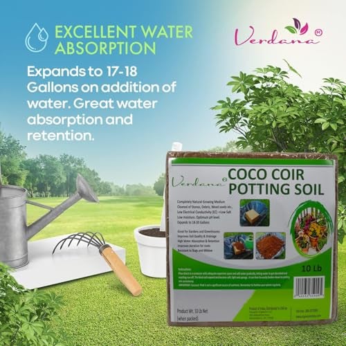 Verdana Coco Coir Potting Soil Brick – 10 Lb - Peat Moss Alternative for Potting Mix, Raised Bed Soil, Organic Gardening & Seed Starting - Compressed Coconut Fiber Block Expands to 18 Gallons - Image 4