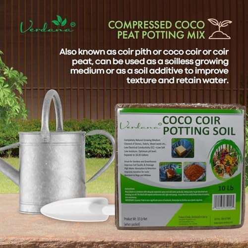 Verdana Coco Coir Potting Soil Brick – 10 Lb - Peat Moss Alternative for Potting Mix, Raised Bed Soil, Organic Gardening & Seed Starting - Compressed Coconut Fiber Block Expands to 18 Gallons - Image 5