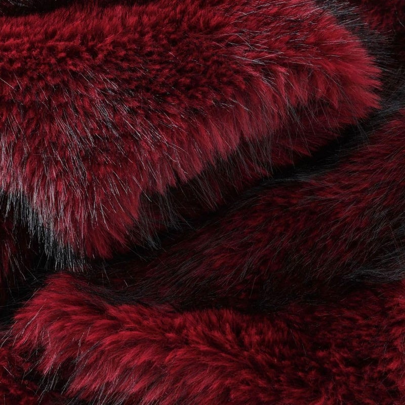 Amazhiyu Women's Faux Fur Long Sleeve Open-front Winter Cropped Coat with Pockets Red, Medium - Image 5