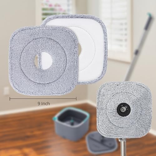 True & Tidy® 4-Pack 9 inch Extra Thick Microfiber Pad Refill for SPIN-800 TrueClean Mop & Bucket Square, Compatible with M16 and Most Square Spin Mop and Bucket, Machine Washable up to 100x - Image 3