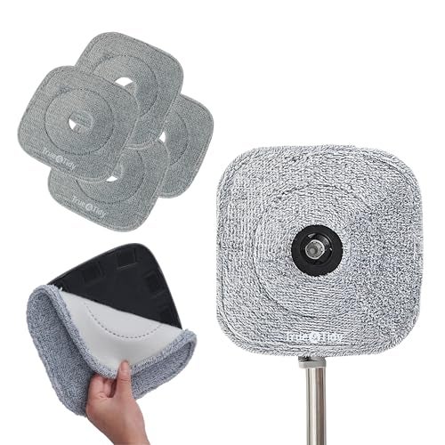 True & Tidy® 4-Pack 9 inch Extra Thick Microfiber Pad Refill for SPIN-800 TrueClean Mop & Bucket Square, Compatible with M16 and Most Square Spin Mop and Bucket, Machine Washable up to 100x - Image 1