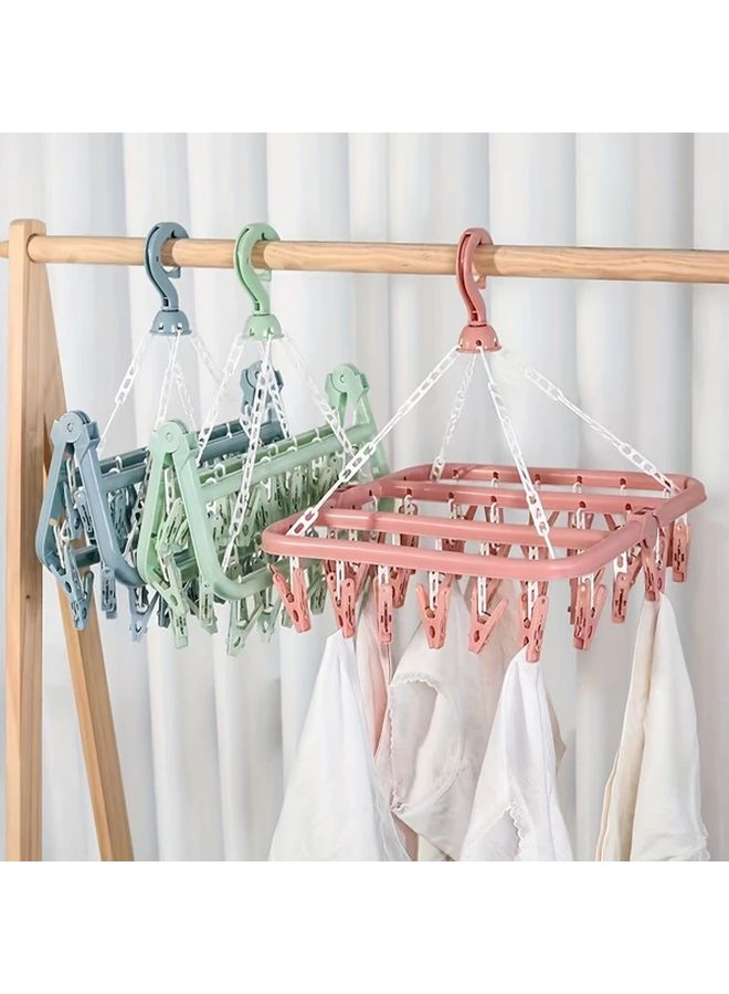 Blue Foldable Plastic Sock Underwear Drying Rack Laundry Hanger For Home Bathroom - Image 2
