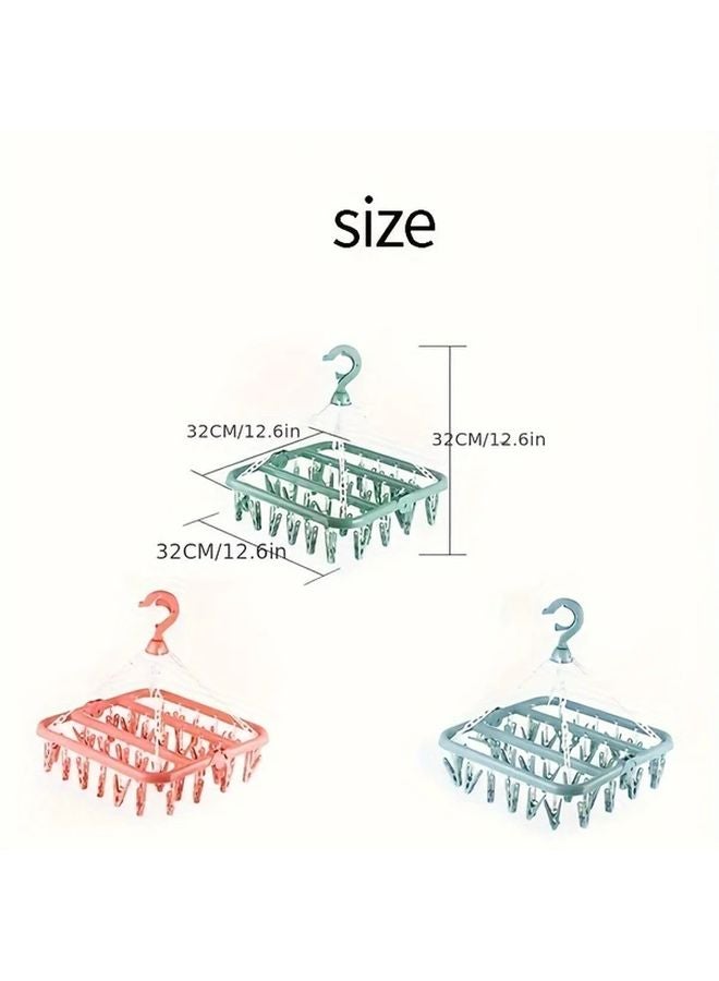 Blue Foldable Plastic Sock Underwear Drying Rack Laundry Hanger For Home Bathroom - Image 4