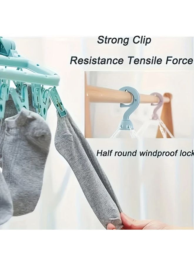 Blue Foldable Plastic Sock Underwear Drying Rack Laundry Hanger For Home Bathroom - Image 5