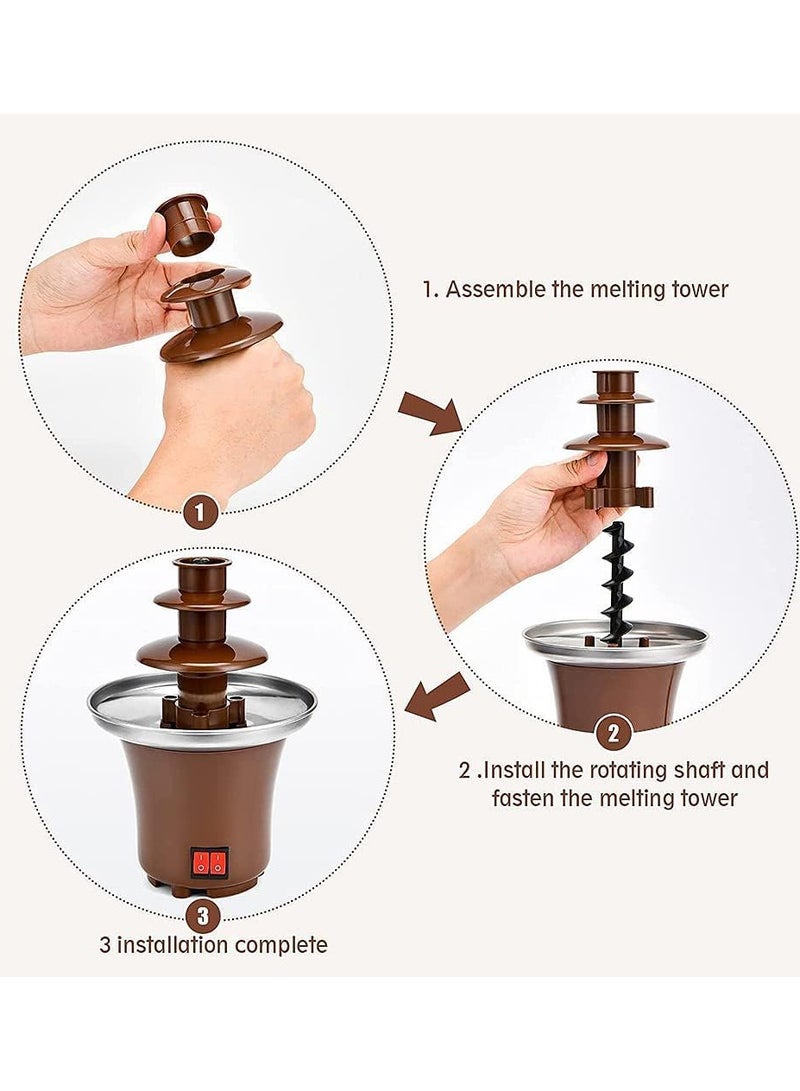 معرض الأعياد ماكينة نافورة الشوكولاتة 3 طبقات تذوب مع تسخين فوندو شلال وعاء سفلي غير لاصق برج ذوبان - Image 3