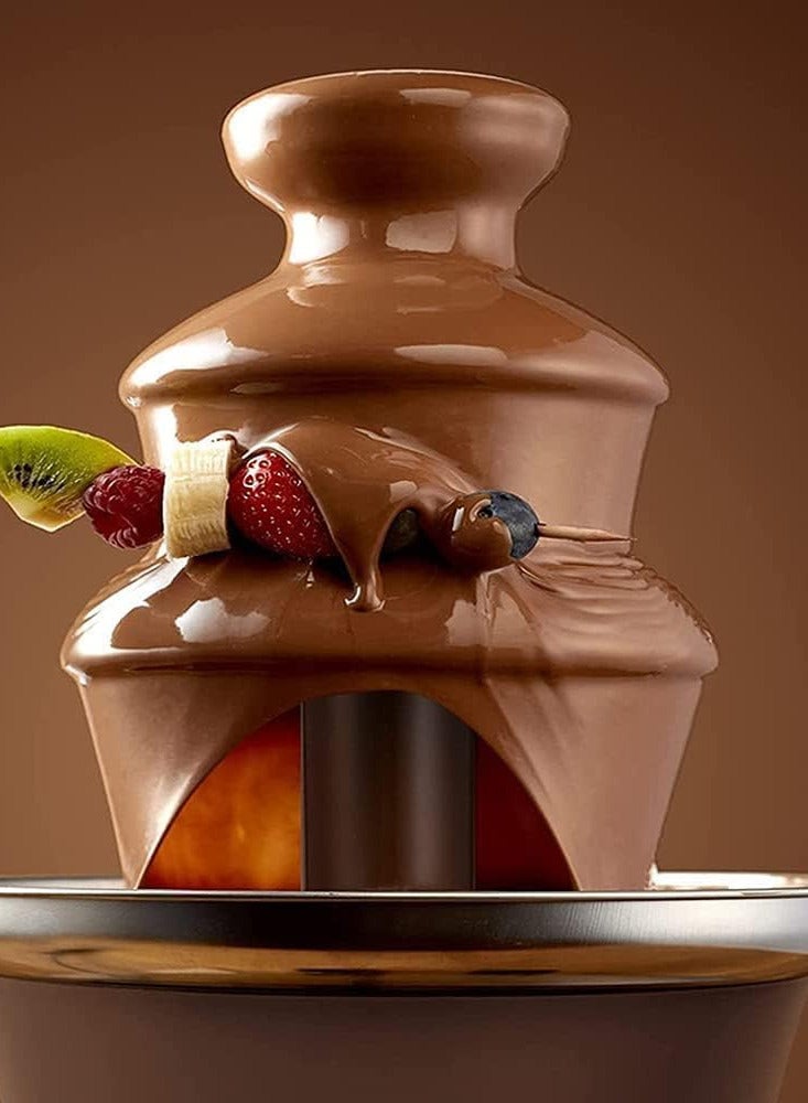 معرض الأعياد ماكينة نافورة الشوكولاتة 3 طبقات تذوب مع تسخين فوندو شلال وعاء سفلي غير لاصق برج ذوبان - Image 5