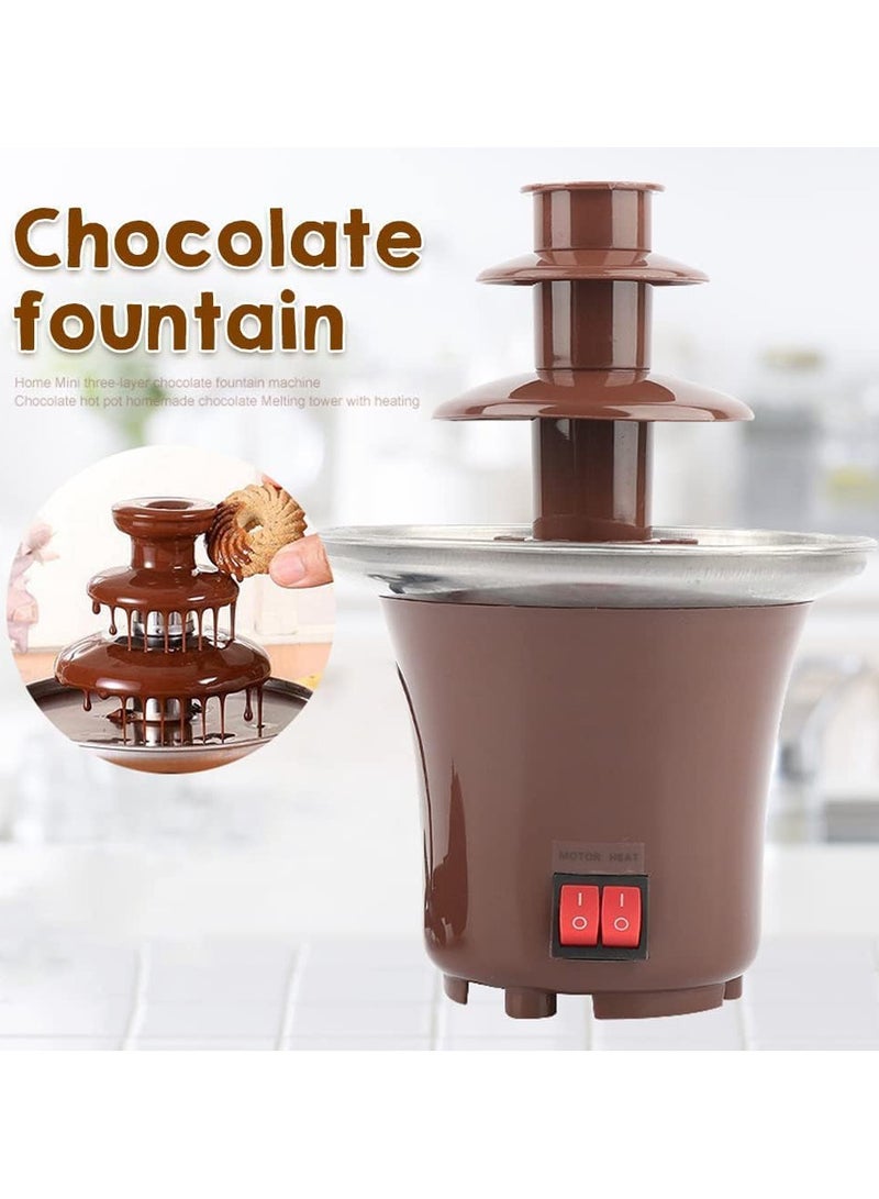 معرض الأعياد ماكينة نافورة الشوكولاتة 3 طبقات تذوب مع تسخين فوندو شلال وعاء سفلي غير لاصق برج ذوبان - Image 4