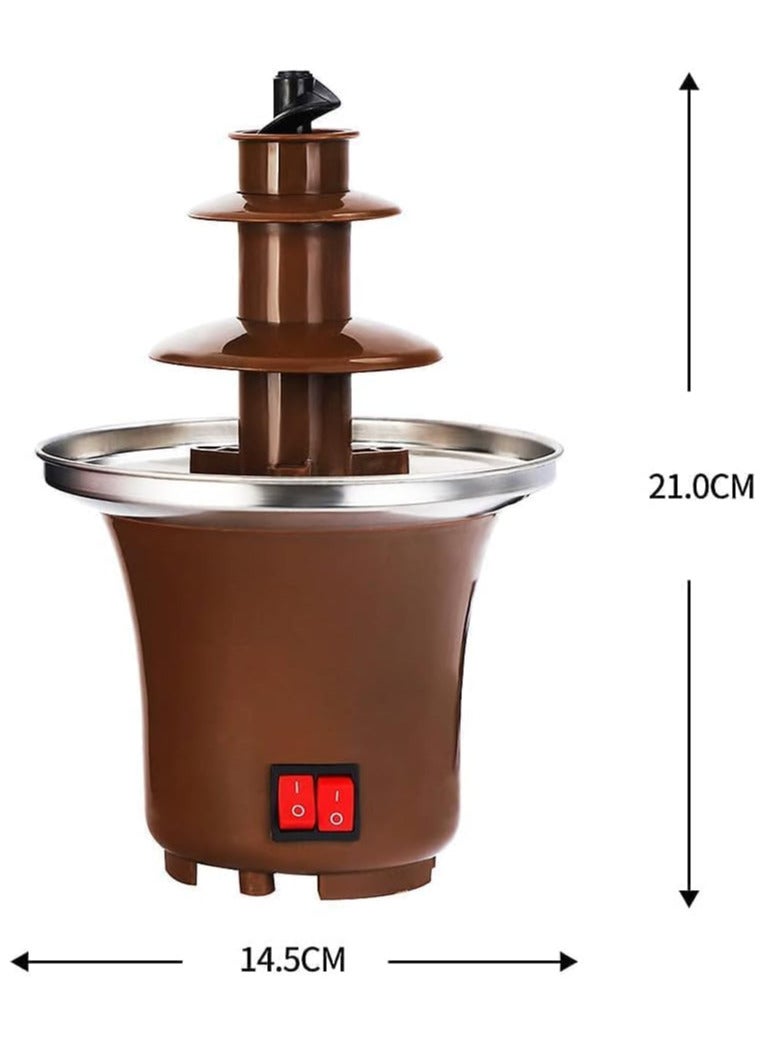 معرض الأعياد ماكينة نافورة الشوكولاتة 3 طبقات تذوب مع تسخين فوندو شلال وعاء سفلي غير لاصق برج ذوبان - Image 2