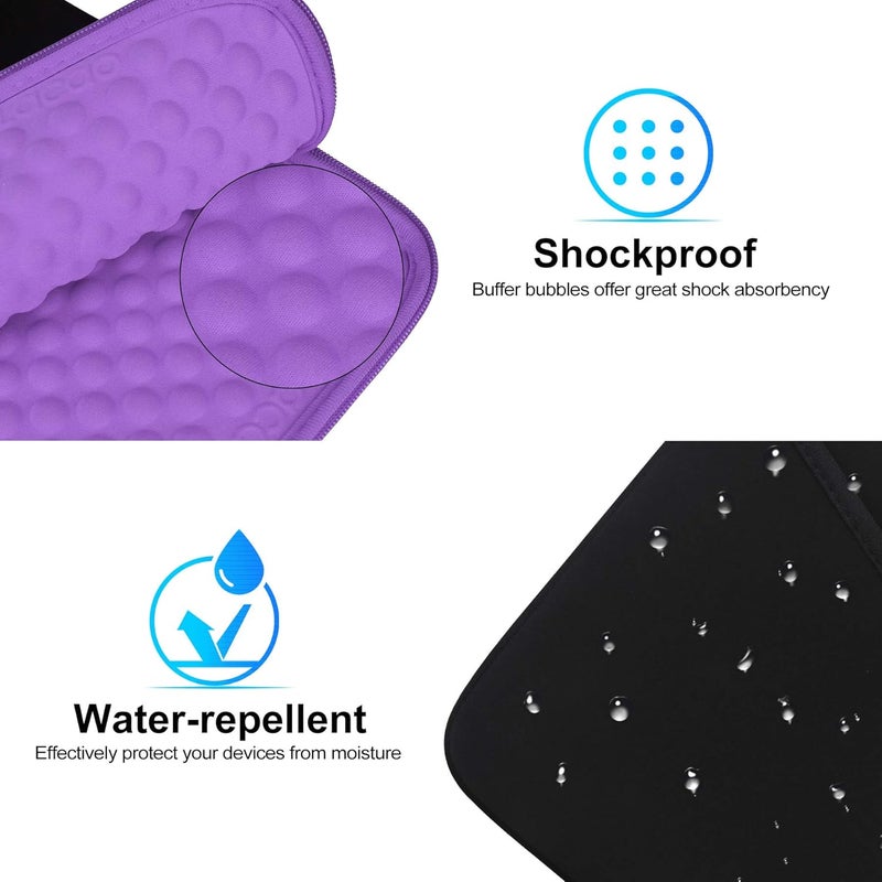 Lacdo iPad mini 7 Sleeve, iPad mini Case Bag, Shockproof Tablet Sleeve Case for iPad mini 7,6,5,4,3,2 / Samsung Galaxy Tab A7 Lite 8.7" / Tab A 8.0" Protective Sleeves Tablet Bag, Purple/Black - Image 3