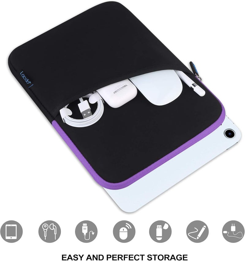 Lacdo iPad mini 7 Sleeve, iPad mini Case Bag, Shockproof Tablet Sleeve Case for iPad mini 7,6,5,4,3,2 / Samsung Galaxy Tab A7 Lite 8.7" / Tab A 8.0" Protective Sleeves Tablet Bag, Purple/Black - Image 4