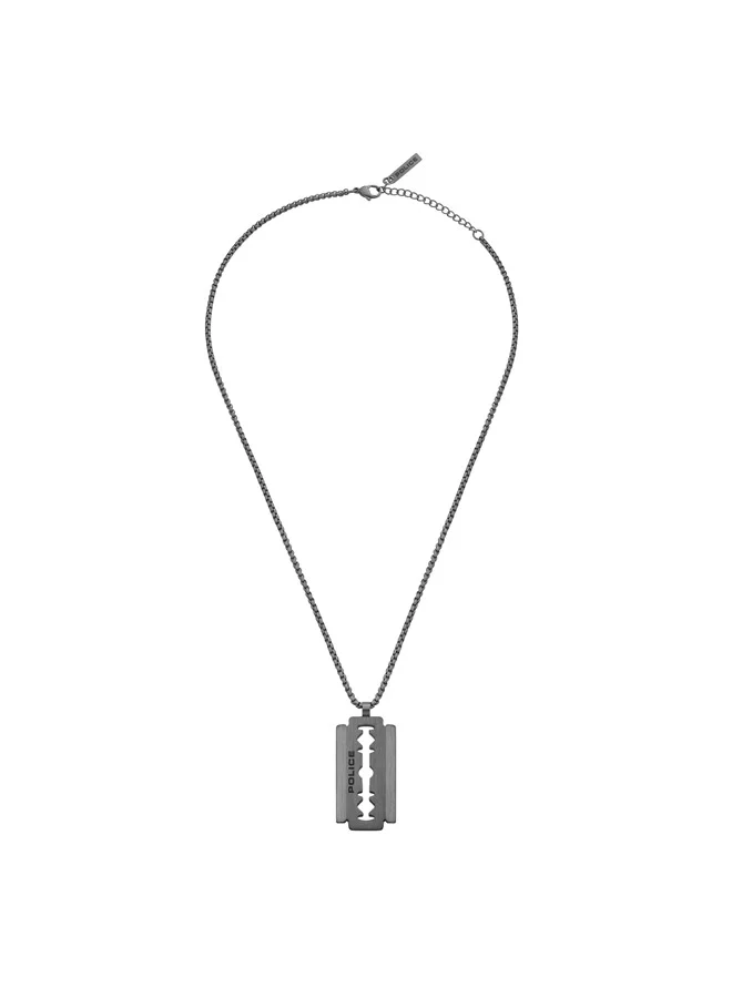 بوليس قلادة رجالية بلون رمادي مصقول بتقنية