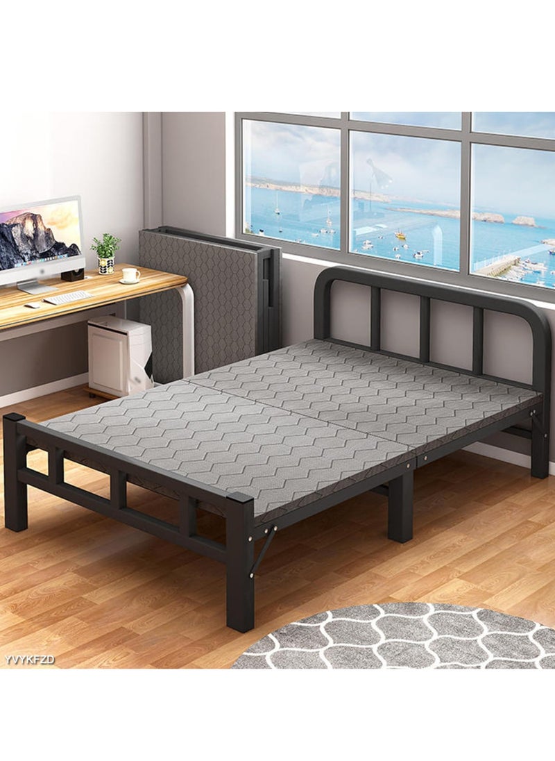 XiuWoo Portable Folding Bed for Adults, 2 Person Folding Bed, Portable Sleeping Cots with Sturdy Carbon Steel Frame for Tent Office Outdoor Travel, Supports 330 lbs,Black,190x90cm  - Image 2